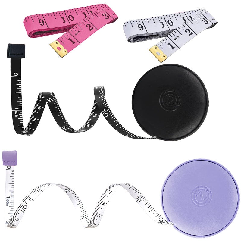 Z_جوده وثقه Tape Measure, 4 Pack Measuring Tape for Body Cloth Measurement Tape for Sewing Tailor Fabric Measurements Double Scale Soft Pink & White Tape Measure Retractable Measuring Tape Set - Image 1